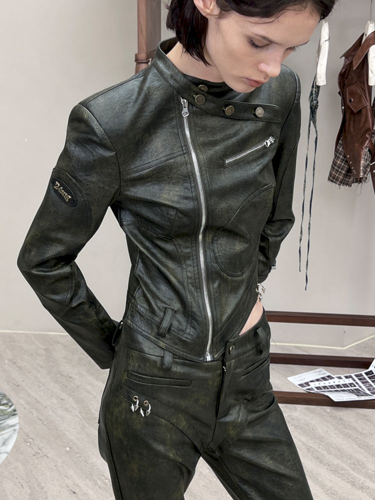 Side Zipper Leather Jacket