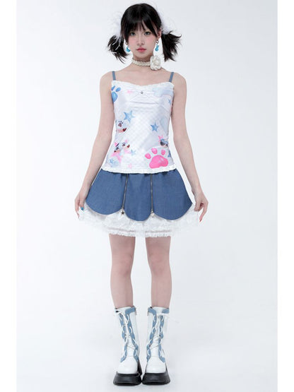 Cute ghost dopamine Printed suspenders