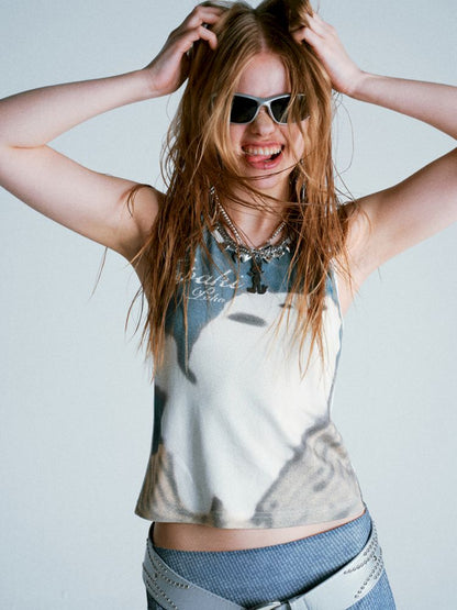 Skinny Clashing Cotton Tank Top