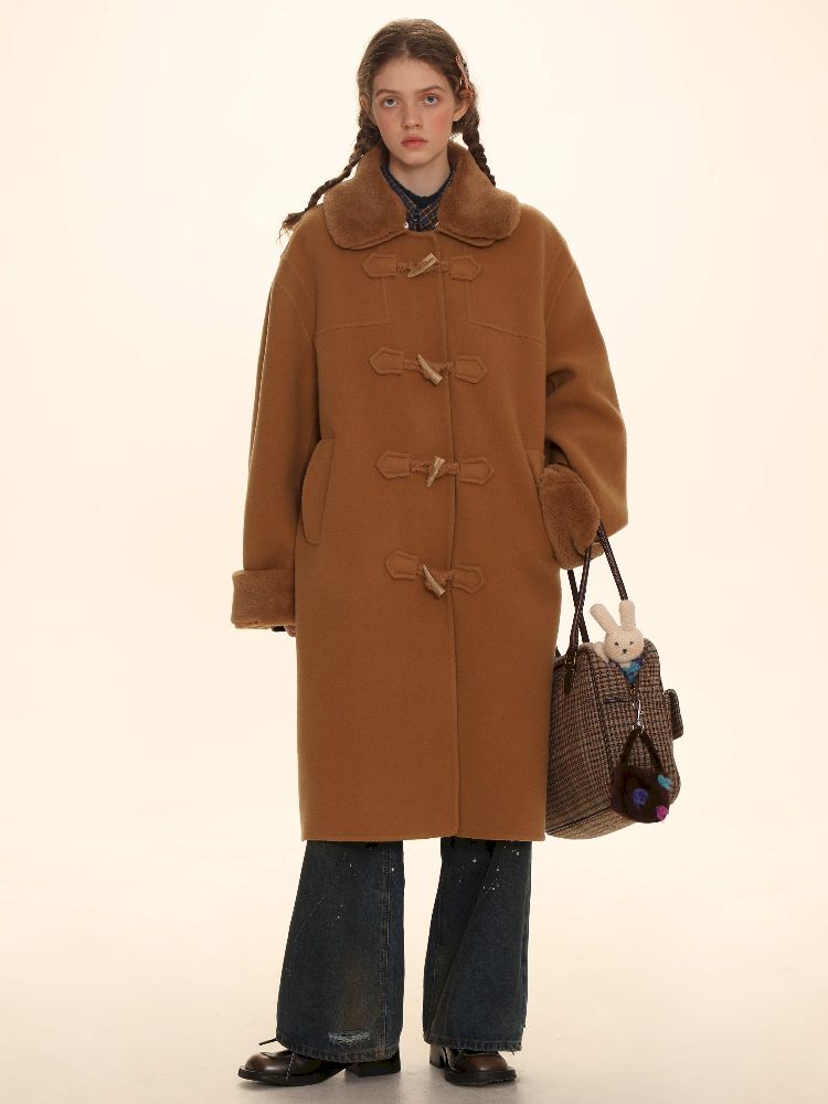 Removable Leader Lapel Wool Cowl Coat