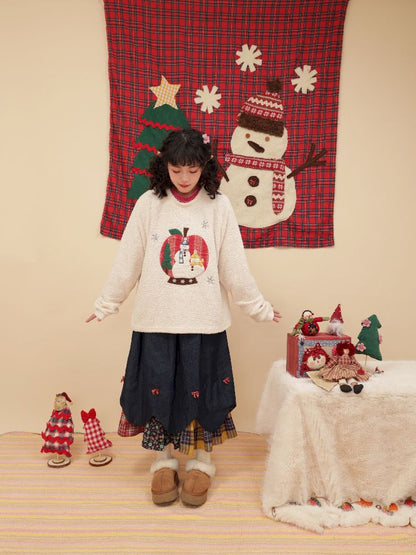 Snowman appliqué Christmas sweater