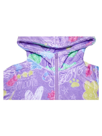 Purple Short Plush Printed Jacket