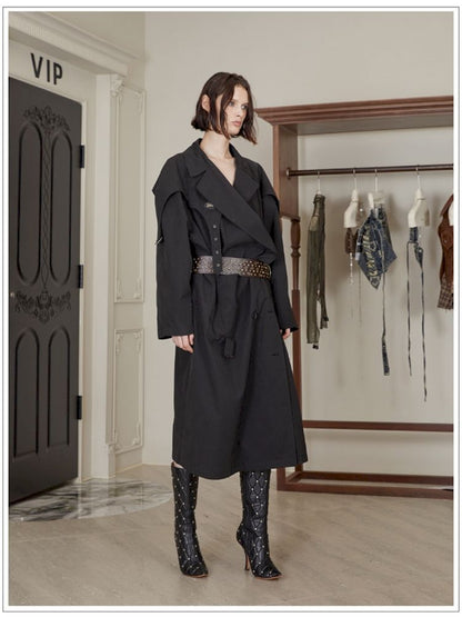 Double Breasted Buckle Strap Trench Coat