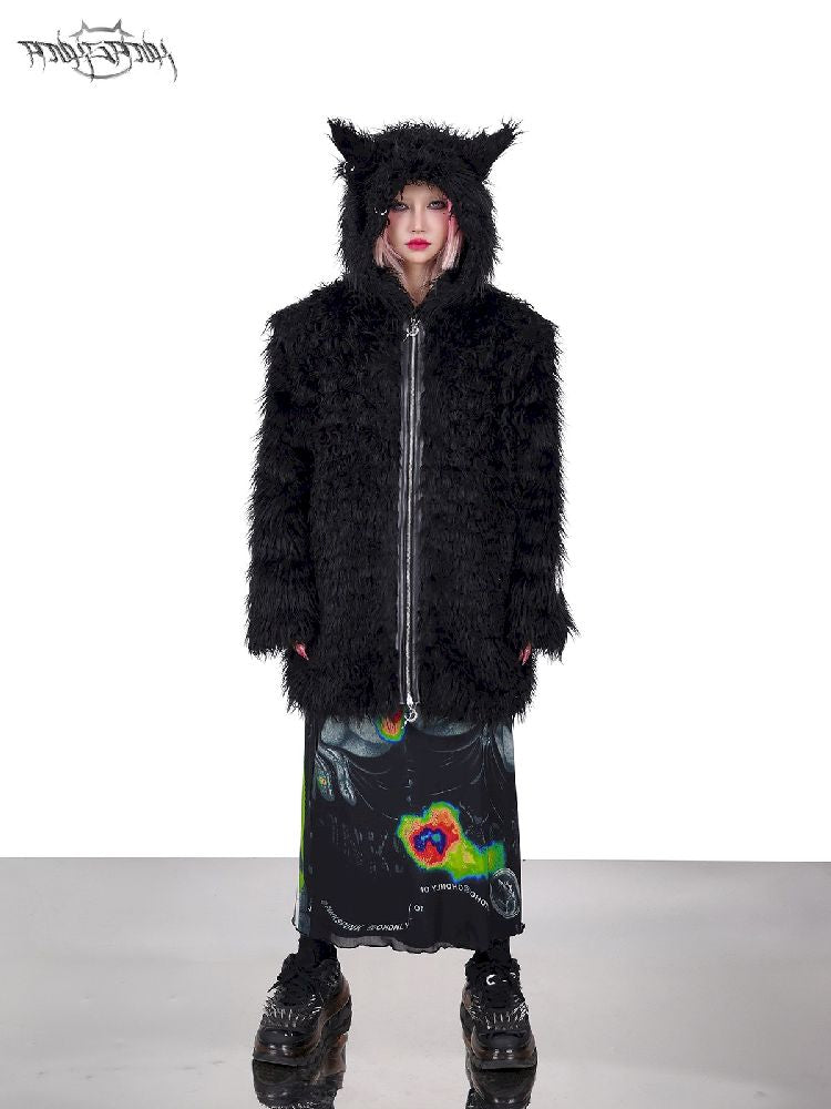 Cat Ear Demon Hooded Punk Fur Coat