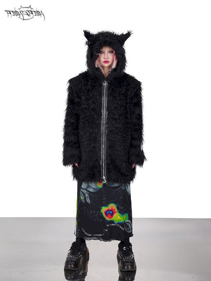 Cat Ear Demon Hooded Punk Fur Coat