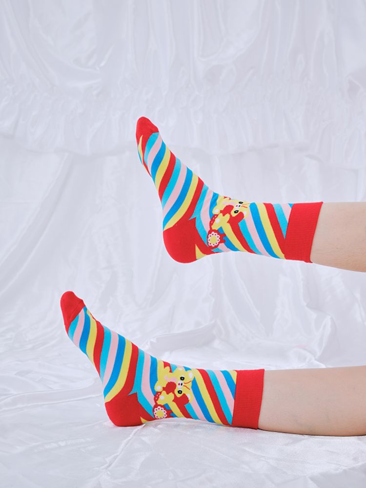 Colourful rainbow day jacquard socks