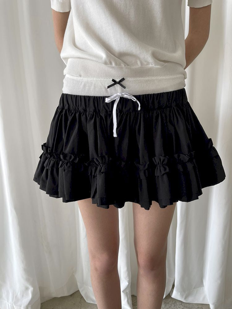 Multi Layered Lace Hem Cotton Skirt