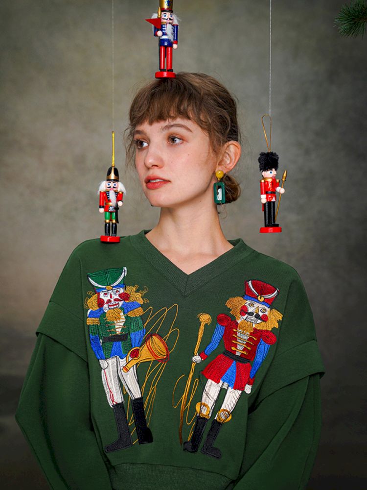 Nutcracker Embroidered Sweatshirt