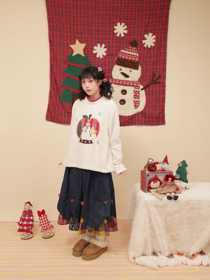 Snowman appliqué Christmas sweater