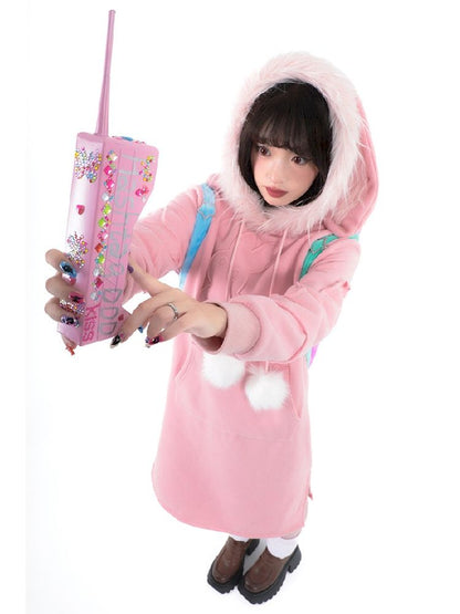 Rabbit Ears Hooded Sweatshirt Dress