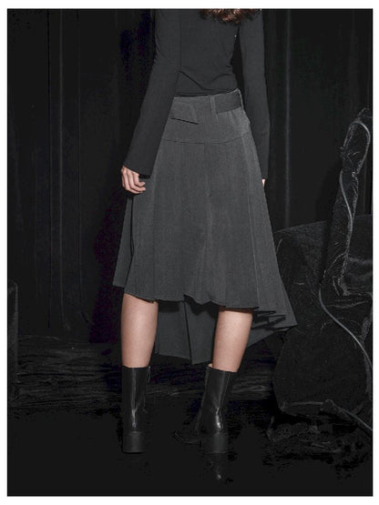 Pleated Slit Suit Skirt