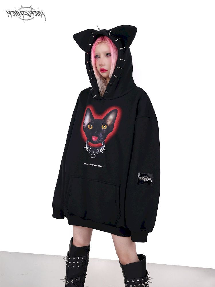 Hooded Studded Rock Punk Genderless Sweatshirt