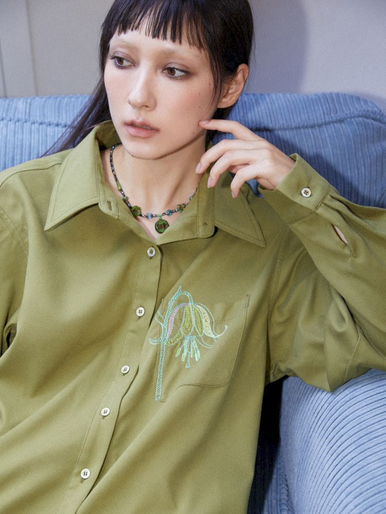 Floral Embroidery Long Sleeve Blouse