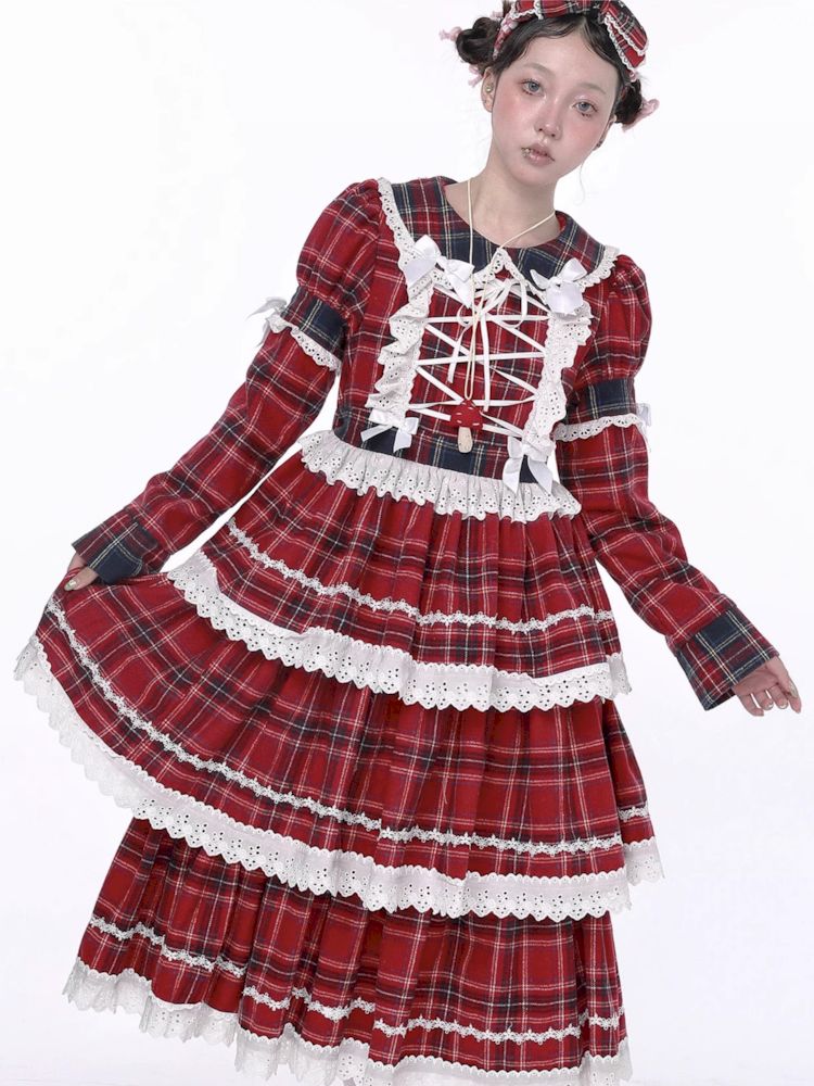 Christmas Red Plaid Cake Dress