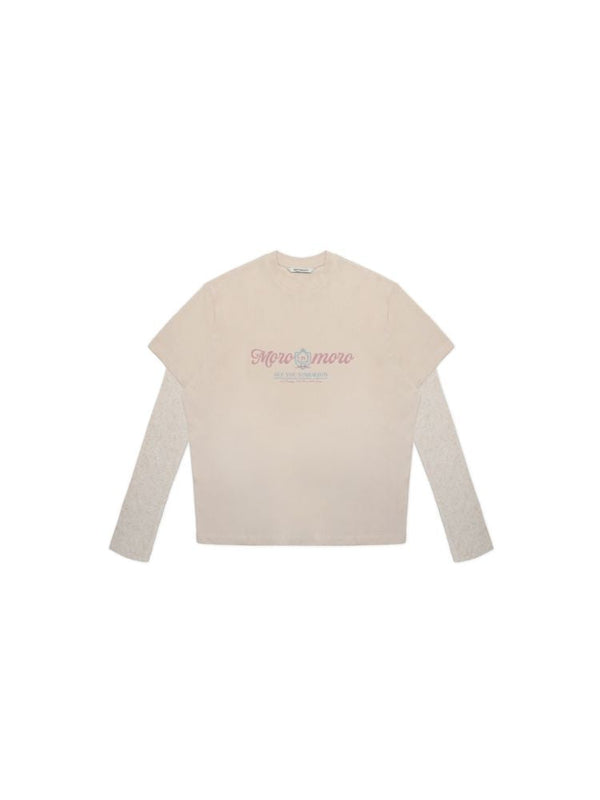 Stripe Long Sleeve Loose Printed Round Neck T-Shirt