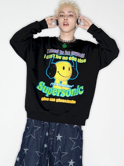 American Casual Street Smiley Loose Pullover