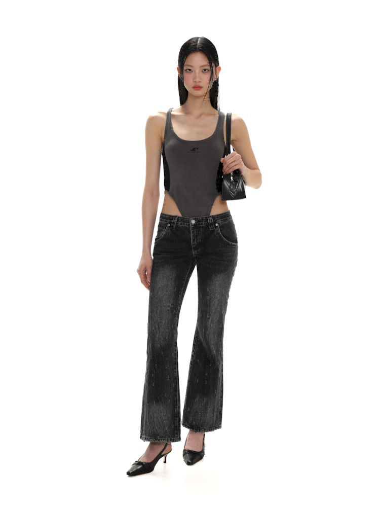 Slim low waist denim flare pants