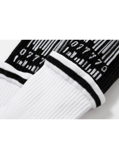 Barcode knitted anti-pilling patchwork design sports socks