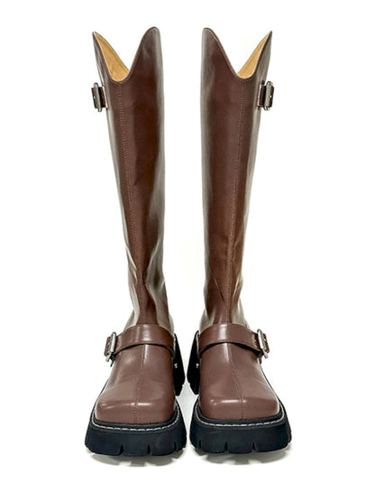 Thick Sole Big Head Western Boots