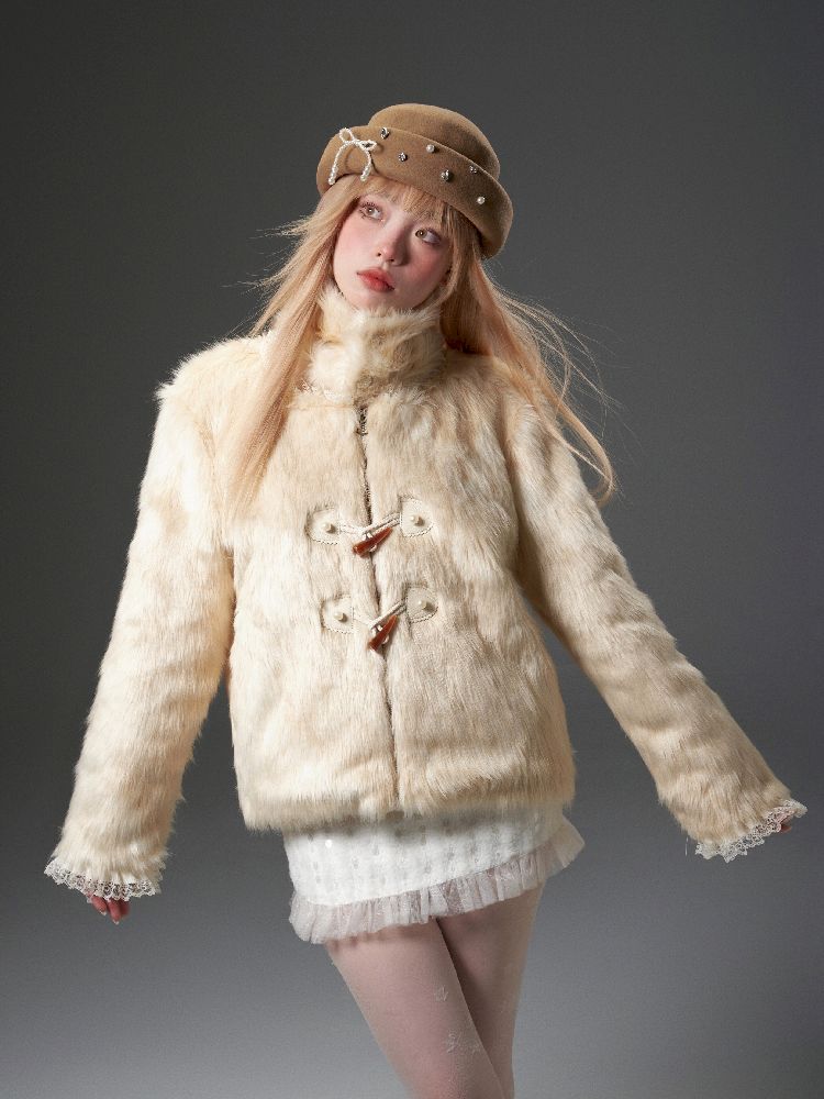 High Collar Detachable Fur Coat