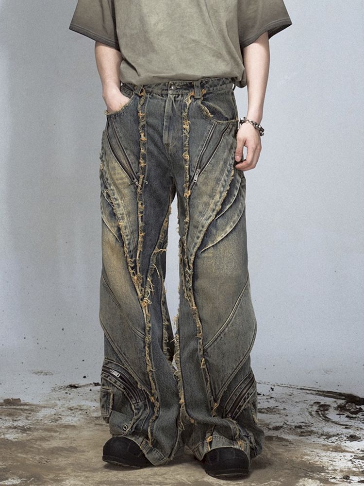 Alien Heavy Duty Destruction Raw Edge Patchwork Jeans