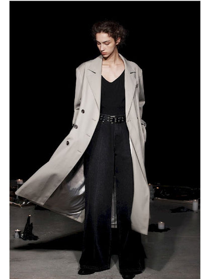 Long double-breasted trench coat