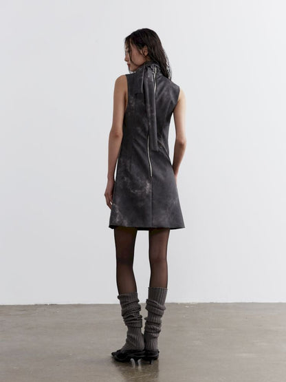 Ink Dye Leather Bib Dress