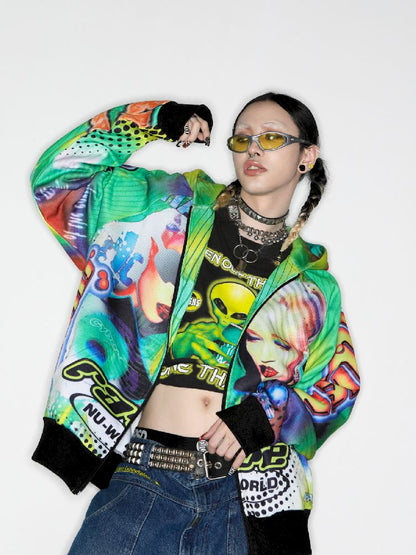 Retro Street Alien Loose Hooded Jacket