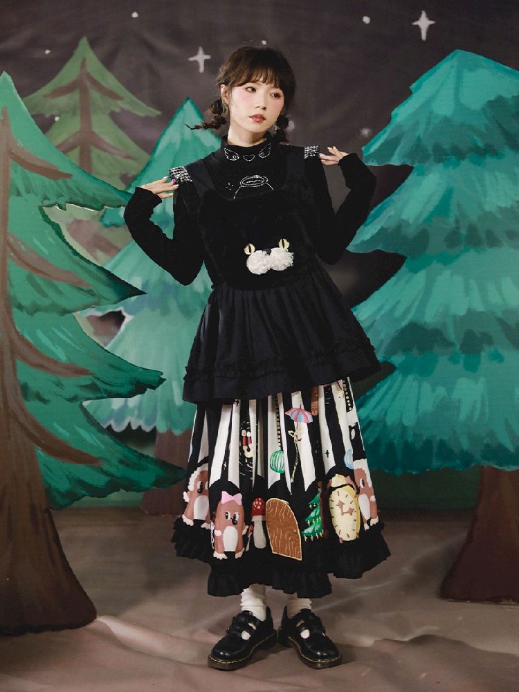 Stereoscopic Embroidered Organs Half Skirt