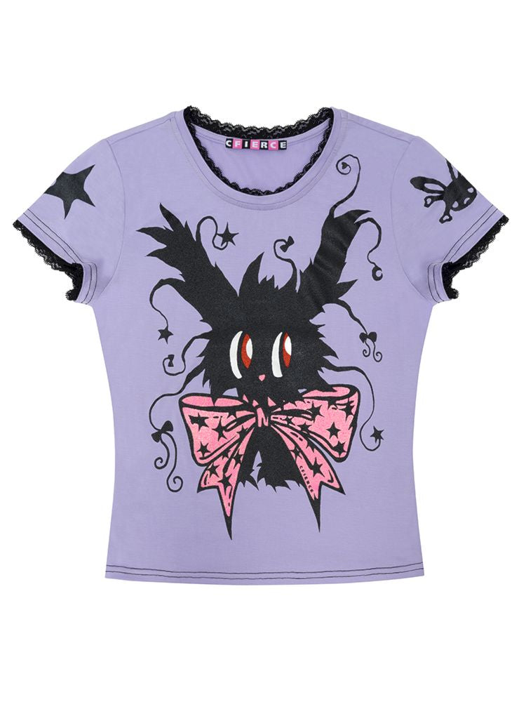 Magic Bunny Glitter Print T-Shirt