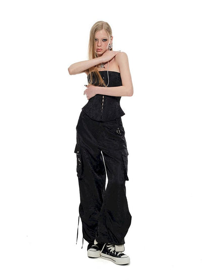 Jacquard Satin Work Pants