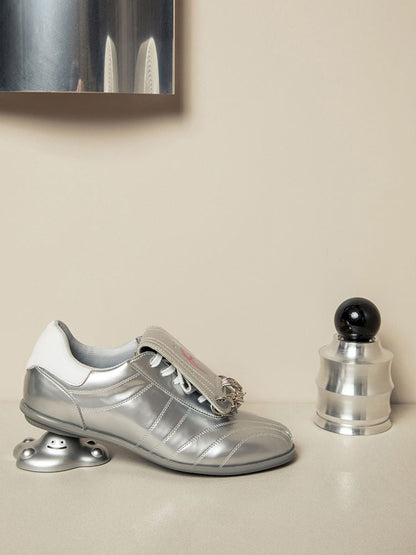 Metallic Silver Punk Sneakers