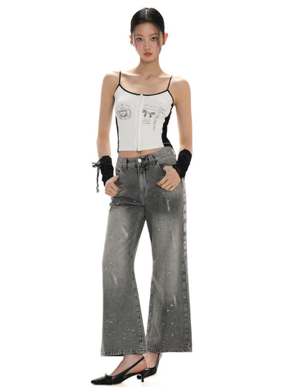 Spray horsebit high waisted nine-minute pants