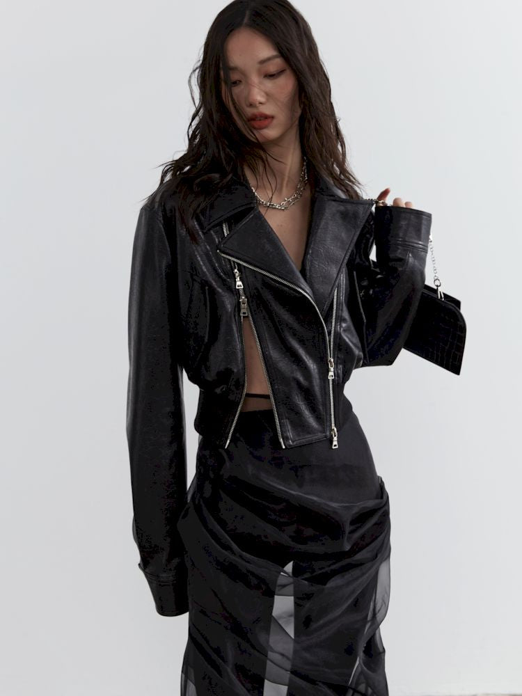 High Waisted Ultra Short Biker Jacket