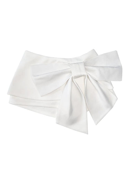 Large Bow Peplum Girly Style Semi Skirt Pants