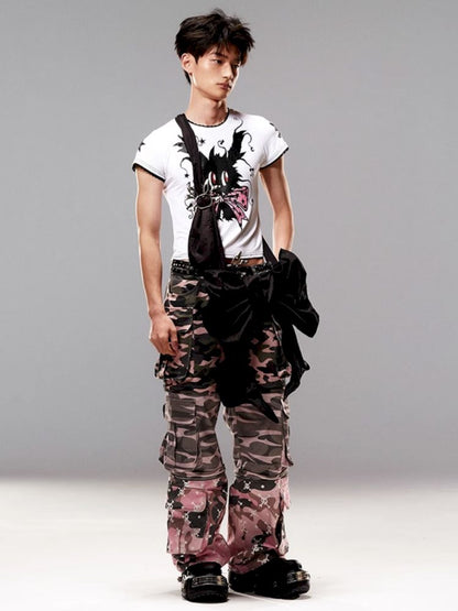 Camouflage-Print abnehmbare Jeans 