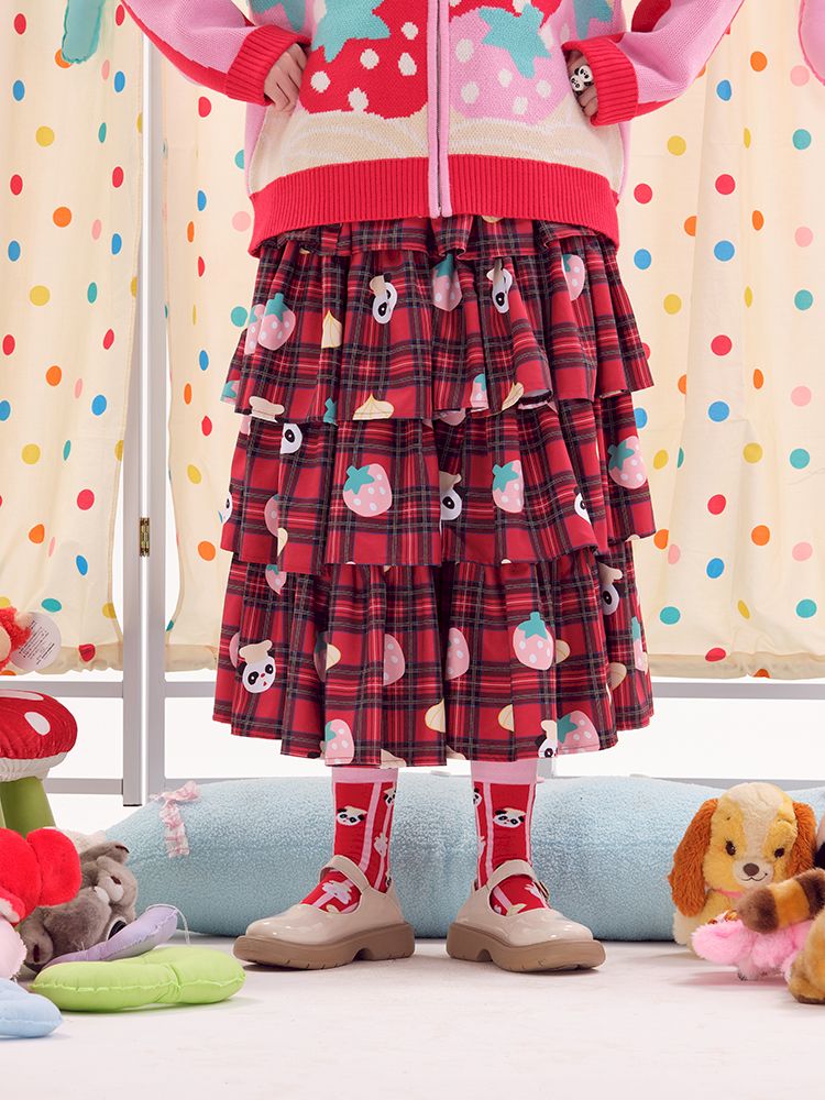 Red Plaid Cake Dress