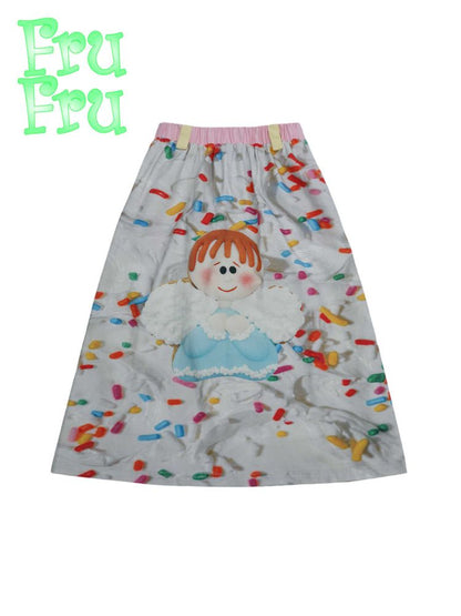 Cookie Print Loose A-Line Half Skirt