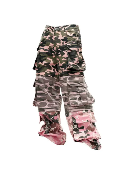 Camouflage-Print abnehmbare Jeans 