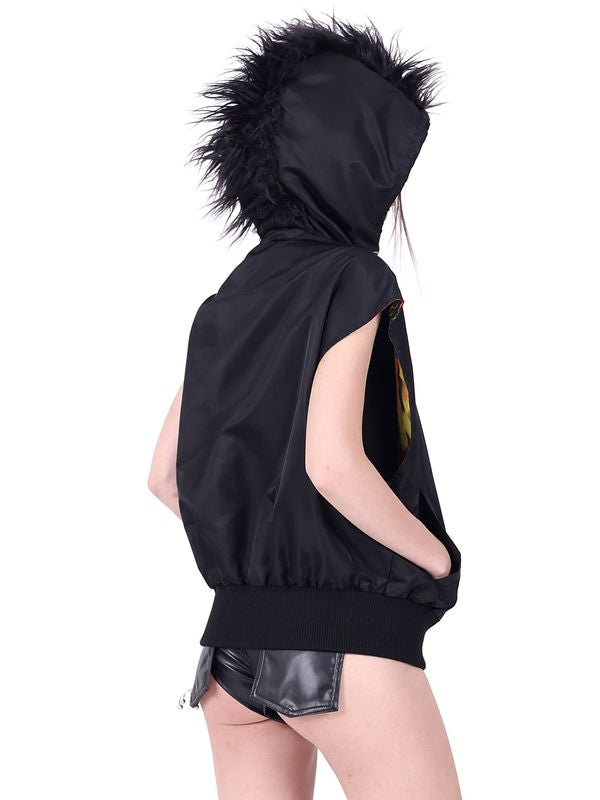 Flaming Cat Rock Punk Genderless Sleeveless Jacket