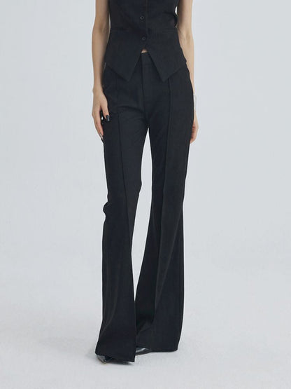 Mid Waist Slim Flared Western Trousers