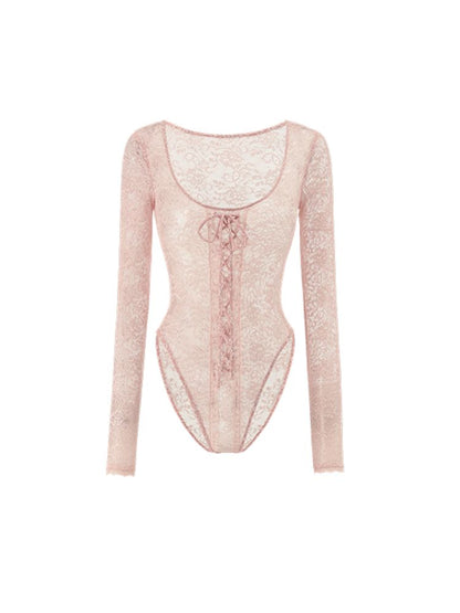 Lace Tie Long Sleeve Bodysuit