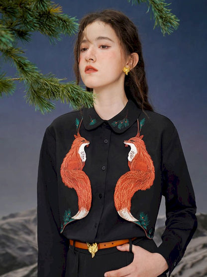 Red Fox embroidered shirt