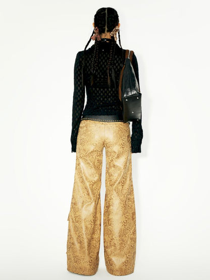 Work Wide Leg Leather Pants