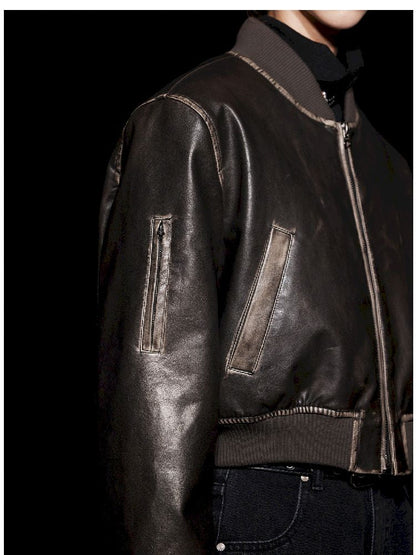 Stream Cotton Aged Leather Jacket