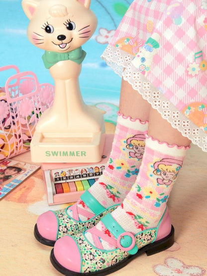 Plaid Cat Beauty Mid-calf Socks