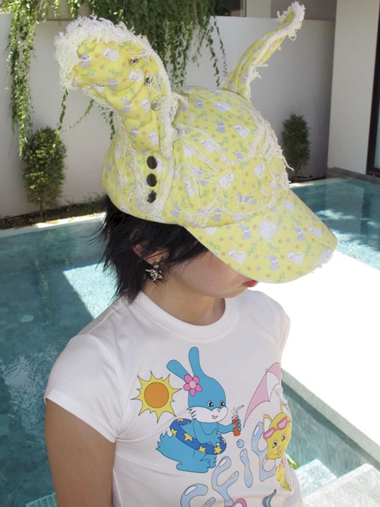 Cat & Rabbit Print Rabbit Ears Cowboy Duck Hat