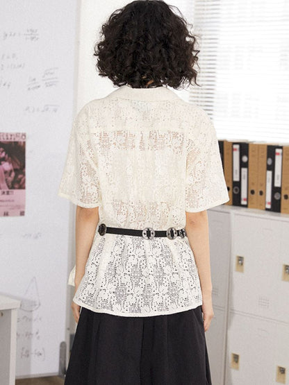 Lace Short Sleeve Blouse