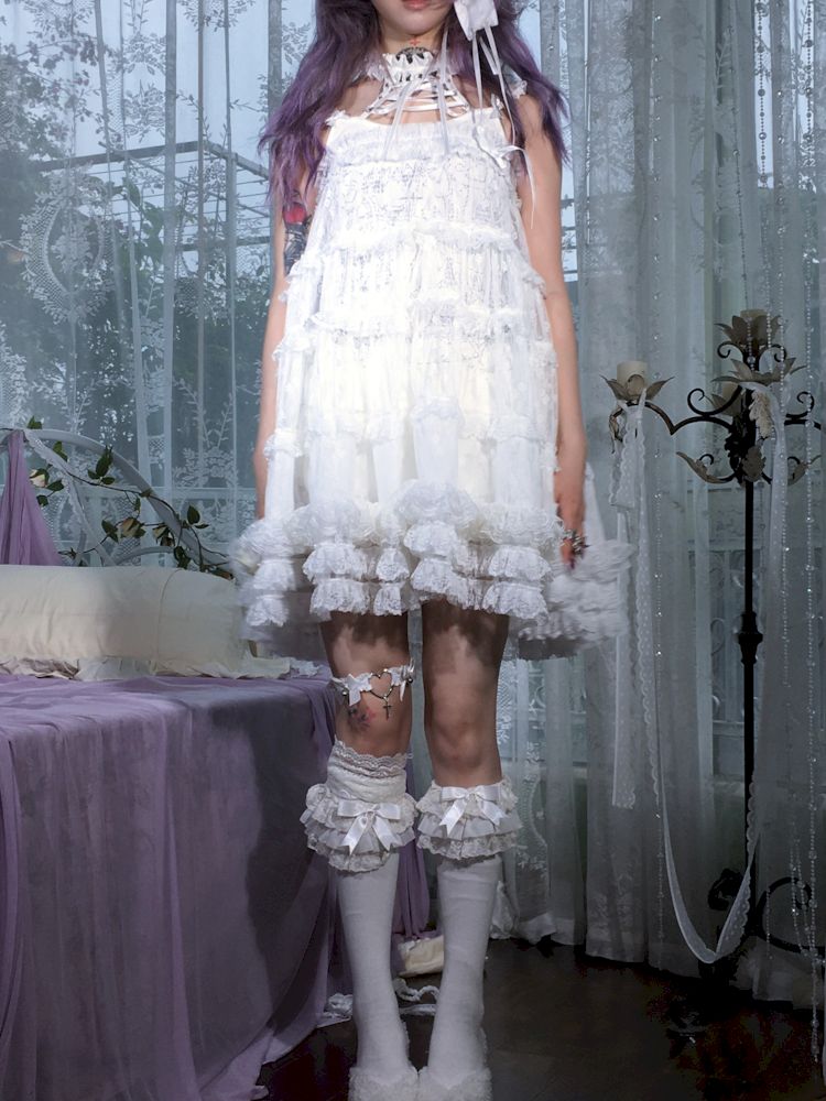 Lace Heavy Angel White Puffy Princess Dress