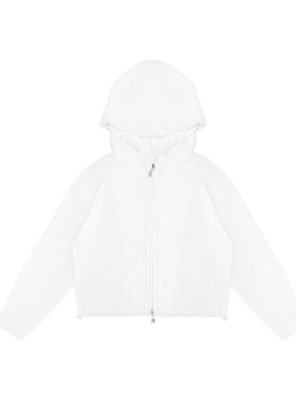 Insert Pocket Lace Zip Cardigan Jacket